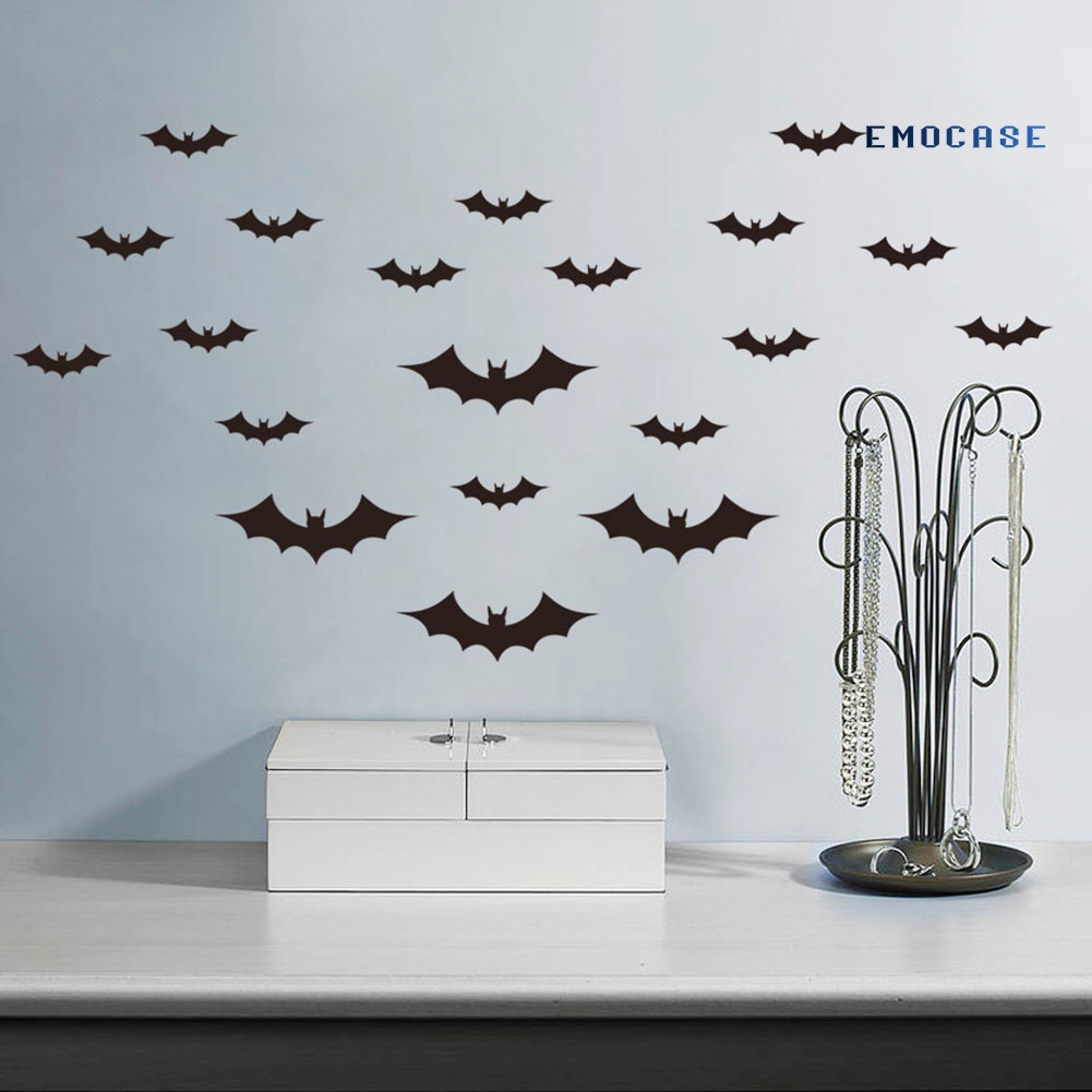 20 Decal dán tường Chống Thấm Nước Hình Dơi Trang Trí Halloween
