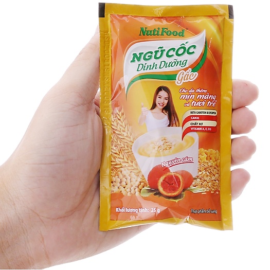 Ngũ Cốc Dinh Dưỡng Nguyên Cám Vị Gấc NutiFood Bịch 500g