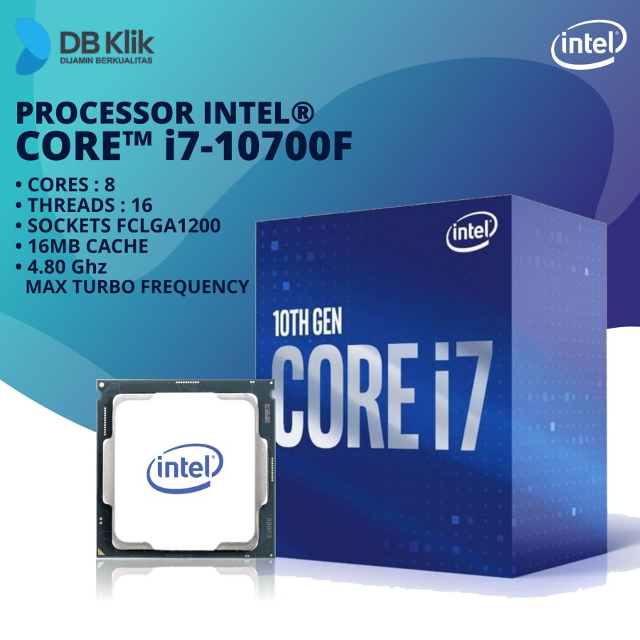 CPU Intel Core i7 10700F (2.9GHz turbo up to 4.8GHz, 8 nhân 16 luồng, 16MB Cache, 65W) - Full box