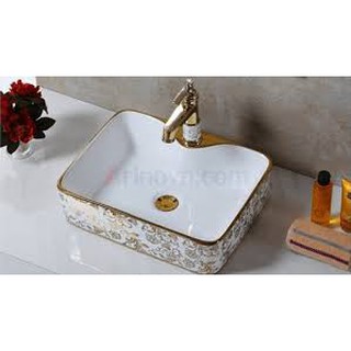 Lavabo hoa văn đặt bàn cao cấp-07