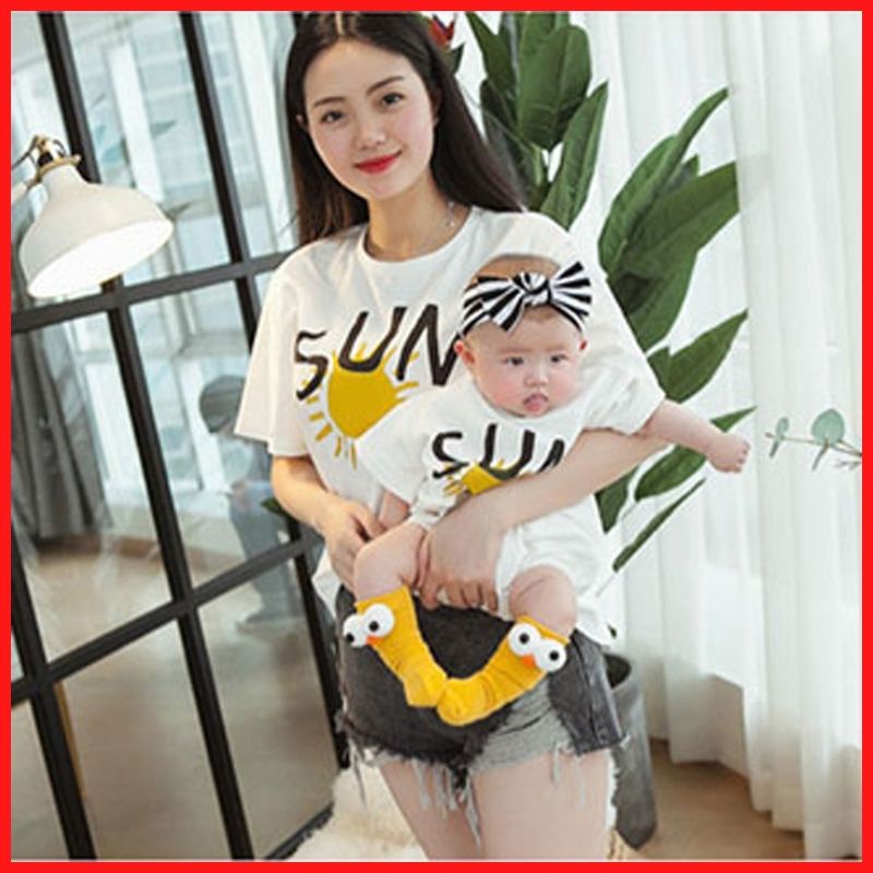 Áo Thun Gia Đình Mẹ Và Bé In Hình Mặt Trời Chữ SUN DLX