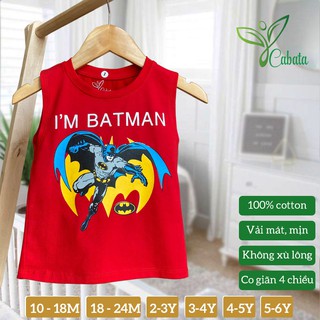 Áo Bé Trai Sát Nách hình Batman Vải Cotton siêu thấm hút mồ hôi