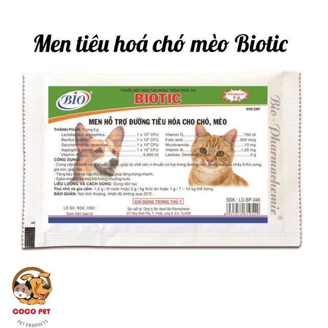 BIOTIC - Men Hỗ Trợ Đường Tiêu Hóa Cho Chó Mèo Gói 5g