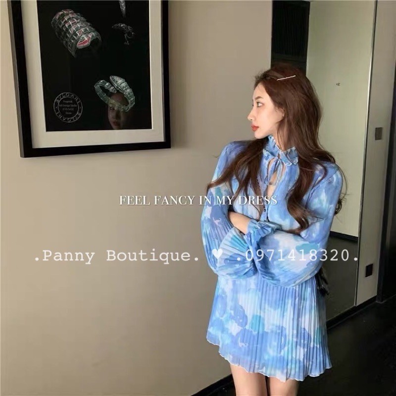 Đầm hoa xanh dáng suông xinh xinh, style ulzzang Hàn Quốc 🌻 Panny Boutique 🌻