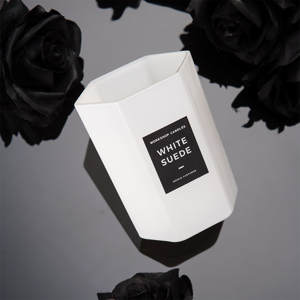 Nến thơm White Suede Workshop Candles H&amp;H Home 7.4oz hương nước hoa sang trọng