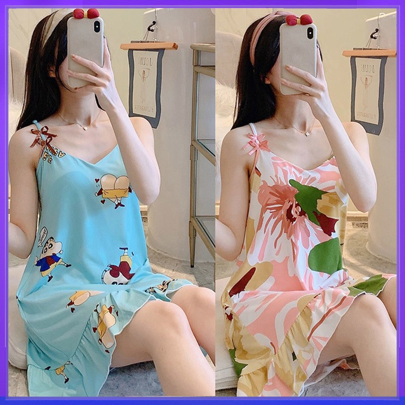 Váy ngủ 2 dây đầm ngủ thun mềm mịn dễ thương, thoáng mát đồ mặc nhà | BigBuy360 - bigbuy360.vn