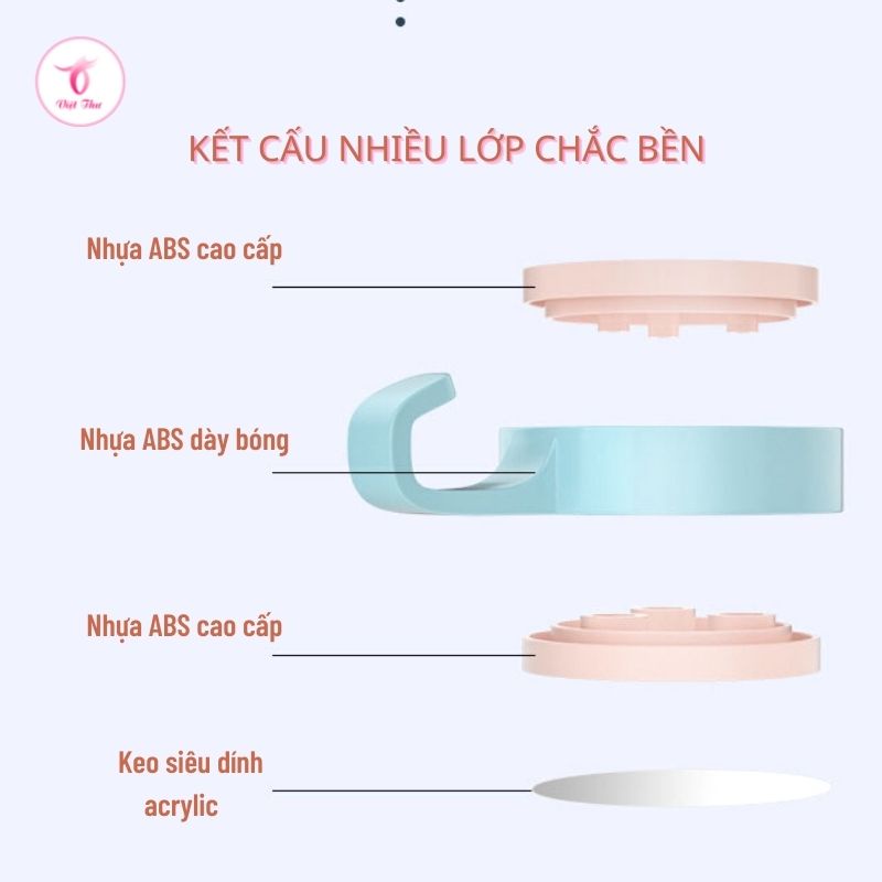 Móc dán tường chịu lực siêu dính xoay 360 độ treo đồ đa năng chống thấm nước Việt Thư