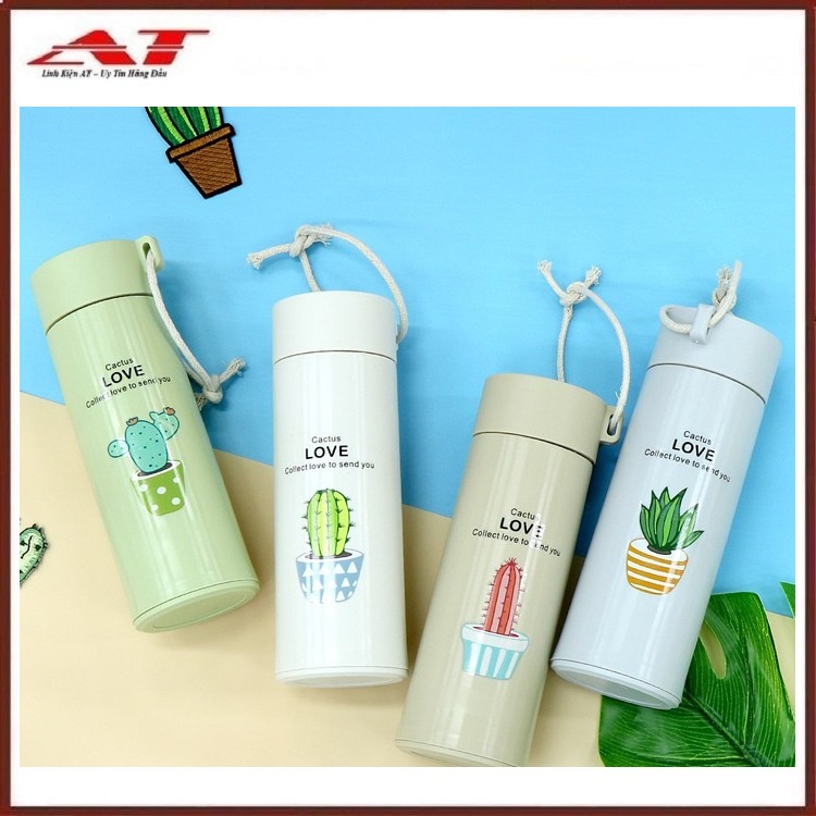 Bình đựng nước chịu nhiệt 450ml hình cây xương rồng dễ thương - AT