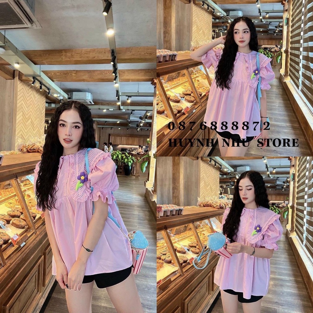 Set bộ áo sơ mi hoa cài cao cấp kèm quần đùi -  Set nữ dạo phố đi chơi du lịch