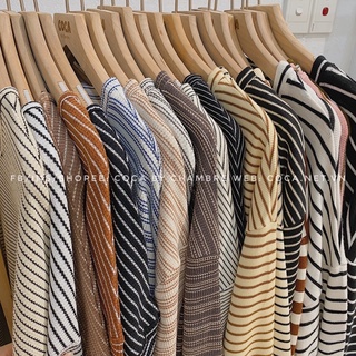 [L0014]🍰 Áo len mỏng kẻ nhỏ form vừa basic (Có sẵn/ảnh thật)