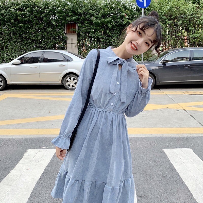 [Sẵn/ có hình thật] Đầm vintage thắt nơ dáng xoè. Váy ulzzang siêu dễ thương lolita style | BigBuy360 - bigbuy360.vn