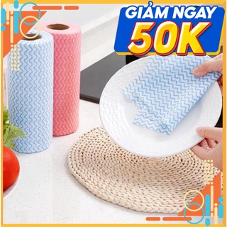 Cuộn Giấy Lau Đa Năng, Khăn Lau Bếp Vải Không Dệt (50 khăn)