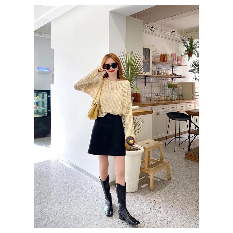 Áo Len Đan Tay Dài Cổ Tròn Thời Trang Mùa Hè Mới Dành Cho Nữ
