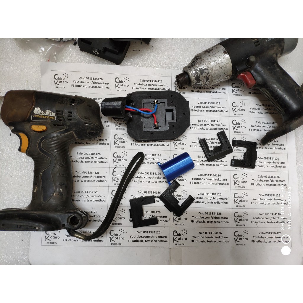 NEW !!! Đế chuyển chân khoan, vit National 12V đút chân sang dùng pin cài Makita lắp được 2 chiều