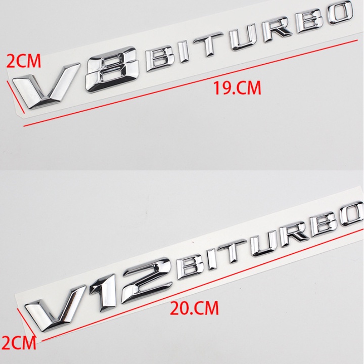 Decal tem chữ V8-Biturbo, V12-Biturbo, V8-Biturbo-4Matic, V8-Biturbo, V12-Biturbo dán hông xe Mercedes và Maybach