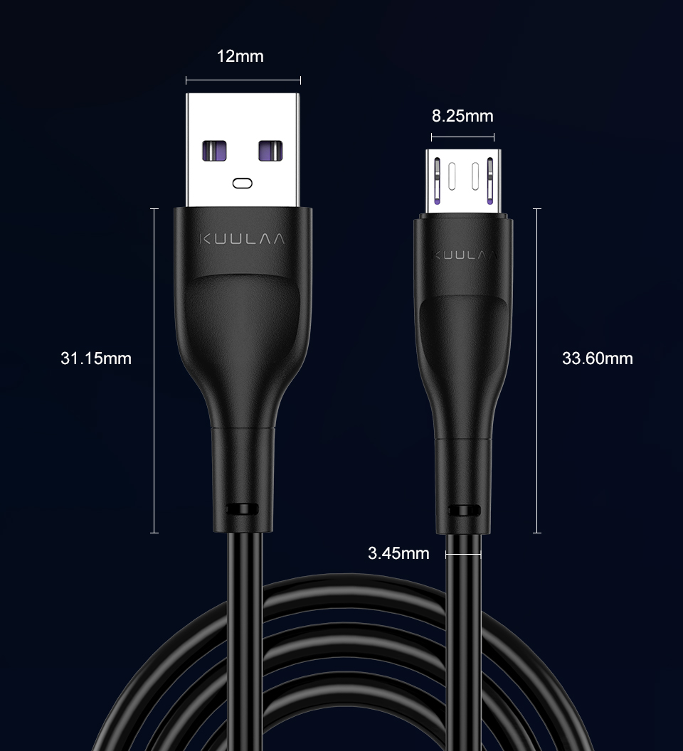 Cáp Sạc Android KUULAA Dài 25cm Với Giắc Cắm Micro USB Cho Samsung Oppo Xiaomi Redmi 7