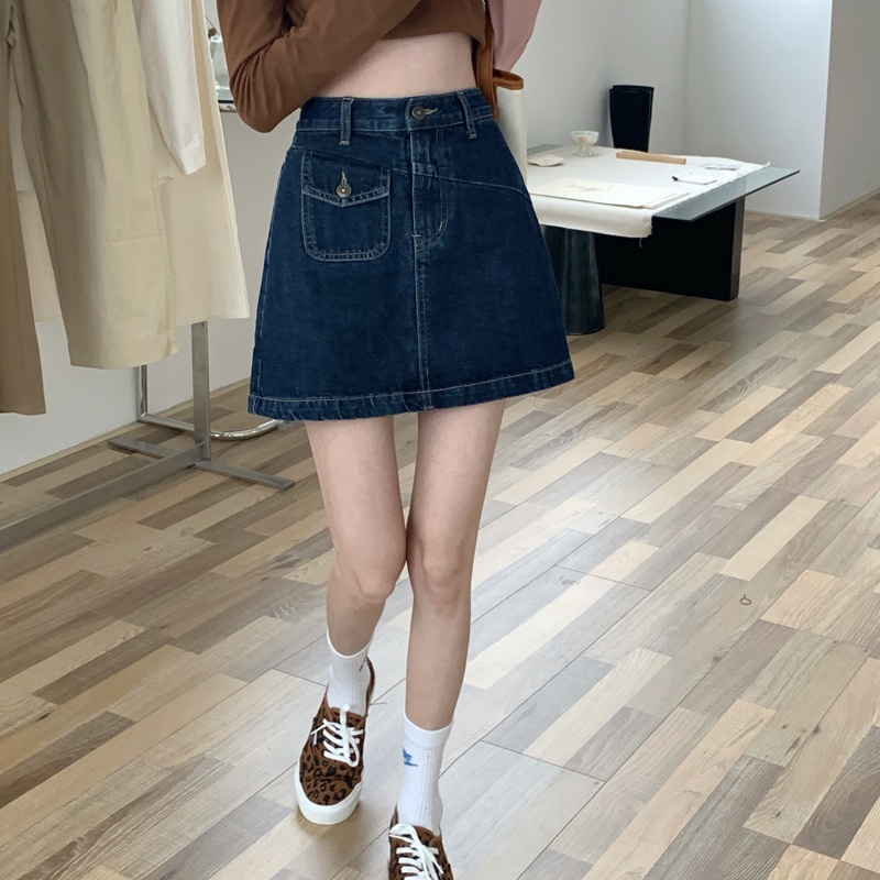 Xiaozhainv Chân váy jean kiểu chữ A lưng cao phong cách mùa hè trẻ trung xinh xắn dành cho nữ | BigBuy360 - bigbuy360.vn