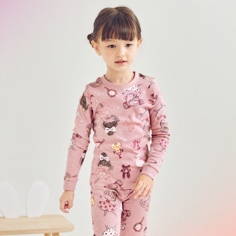 Đồ bộ quần áo dài tay bé gái dáng ôm thun cotton mẫu nàng tiên năm 2022 rất xinh của hãng Unifriend Hàn Quốc mã UND05