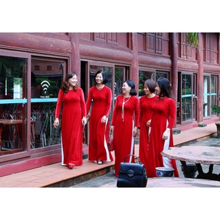 Áo dài nhung | áo dài trung đồng
