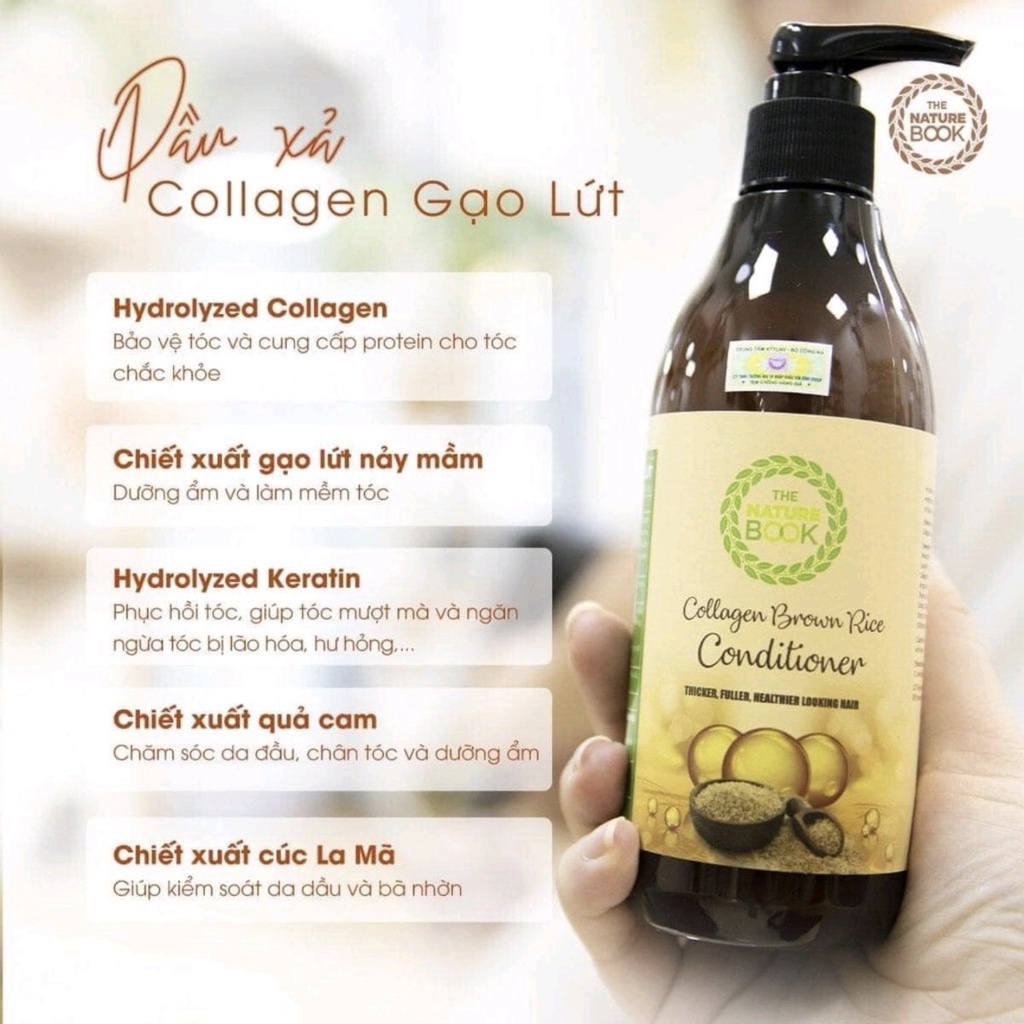 Dầu Xả Collagen Gạo Lứt The Nature Book 300ml - Collagen Brown Rice Conditioner 300ml.