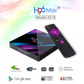Android TV Box H96 MAX 9.0 Allnew RK3318 4GB 64GB - Ultra HD 4K Smart TV Box Hỗ trợ Bluetooth băng tần kép 2.4G+5.8G wif