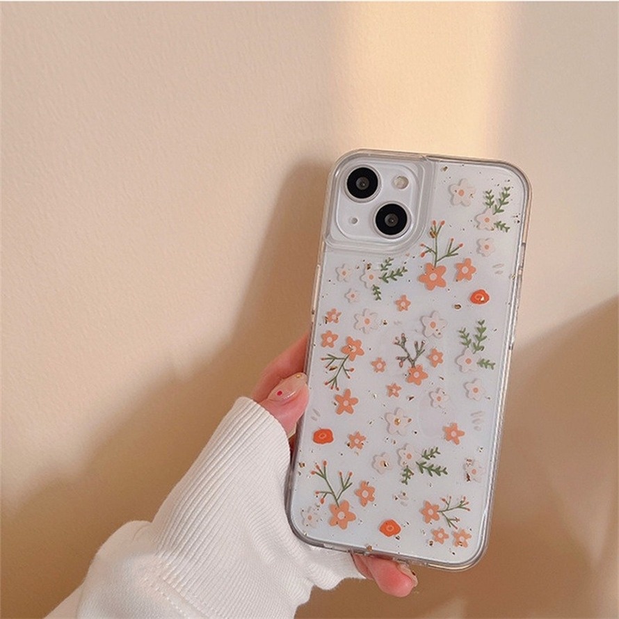 Ốp Điện Thoại Silicon Mềm Trong Suốt In Họa Tiết Hoa Chống Sốc Cho iPhone 14 13 12 11 Pro Max X Xr Xs Max SE 8 7 6 6s Plus