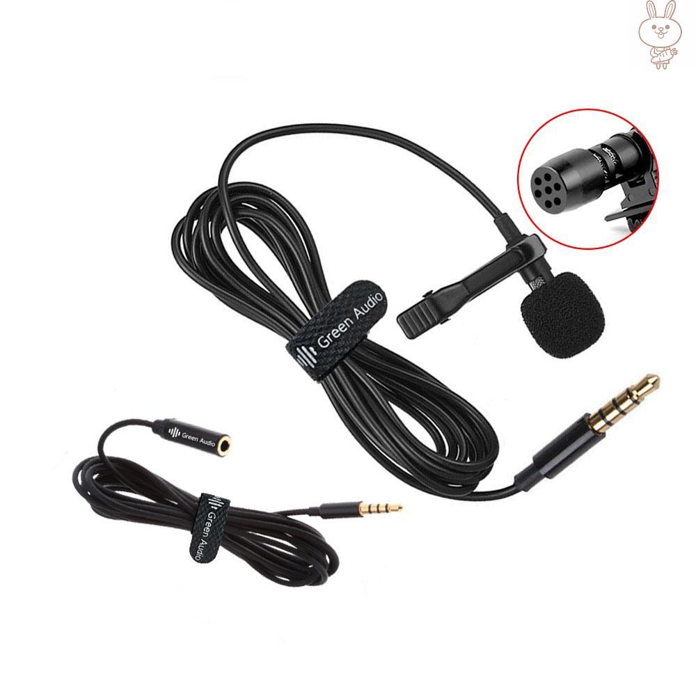 OL Mini Clip-on Lavalier Microphone Lapel Condenser Mic 3.5mm Plug with 2M Extension Cable Compatible with  iPad Android Smartphone DSLR Camera PC Laptop