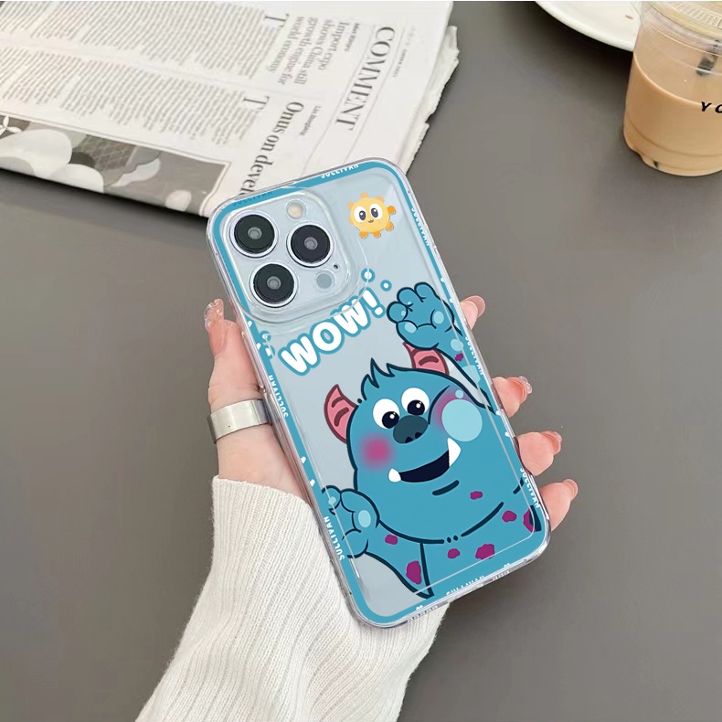 Ốp Điện Thoại TPU Gel Trong Suốt Viền Vuông Hình Quái Vật Mike Sullivan Cho iPhone 13 Pro Max 14 12 iPhone 11 XR 8 7 SE 2022