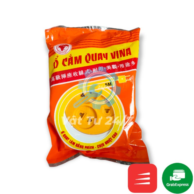 Ổ cắm điện quay Vina dây cuộn tròn nối kéo dài rút gọn dài 5M 8M 10M