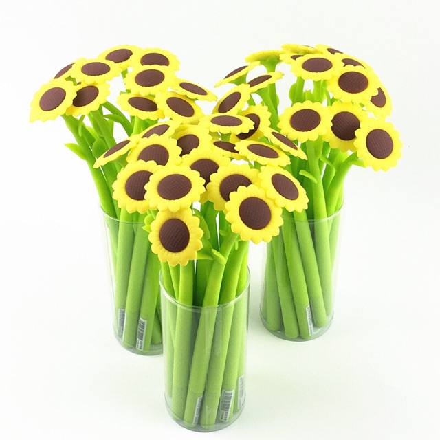 Bút ngộ nghĩnh-Bút bi nước silicon hình hoa Hướng Dương đáng yêu