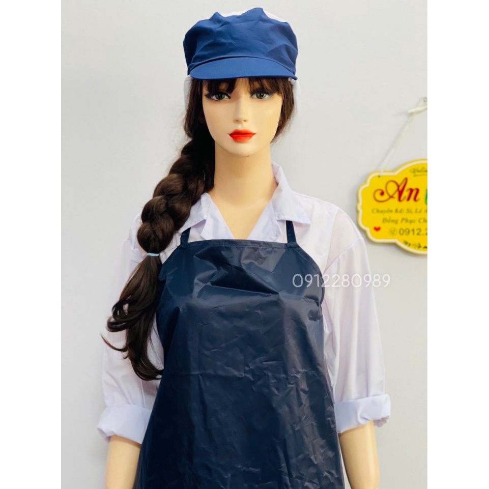 Tạp dề yếm chống thấm nước màu xanh đen, tạp dề thủy sản _ Hình chụp thật