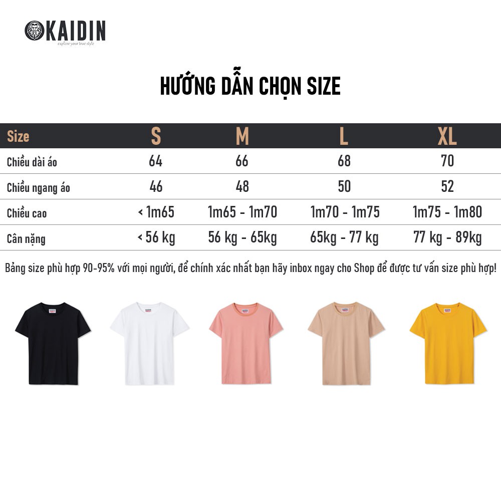 Áo Thun Nam Cổ Tròn, Áo Phông Trơn Ngắn Tay Vải Cotton Cao Cấp KAIDIN Basic Tee - KD01 | BigBuy360 - bigbuy360.vn