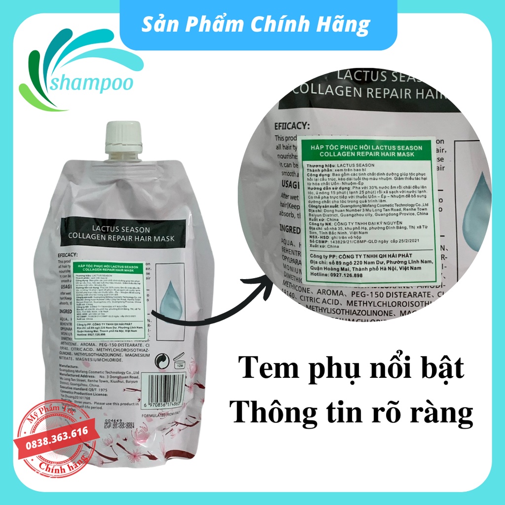 Kem hấp tóc COLLAGEN QH LACTUS dưỡng sinh phục hồi dưỡng sâu ngăn gàu, giảm rụng và kích thích mọc tóc