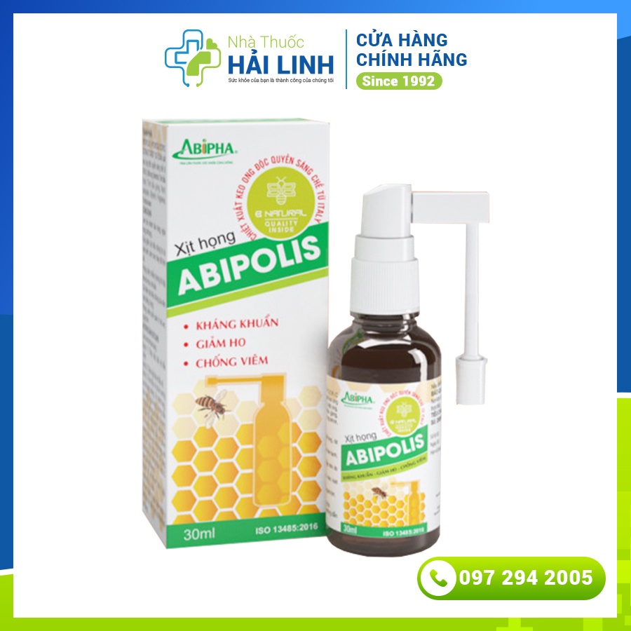 Xịt họng keo ong Abipolis - Độc quyền sáng chế từ Italia