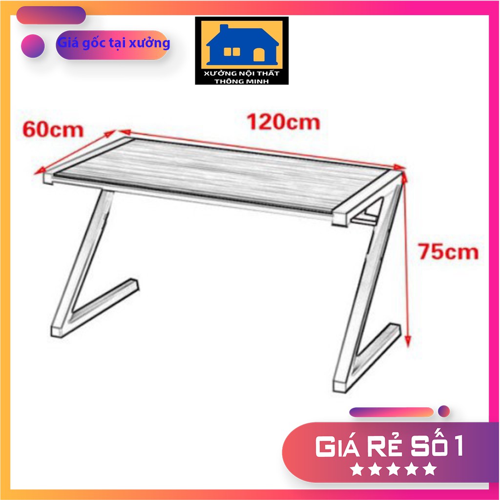 Bàn làm việc, bàn học chân chữ Z,U,K mặt gỗ MDF,chân sắt tĩnh điện không rỉ 120x60 cm tháo,lắp ráp dễ dàng,gọn nhẹ