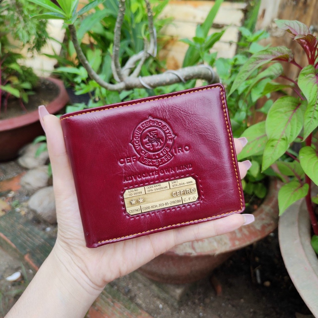 Ví Da Bò Già Nappa Nhập-Logo Hợp Kim Đồng Đúc Cefiro 1997 Thiết Kế Tỉ Mỉ Cao Cấp BH 24 Tháng
