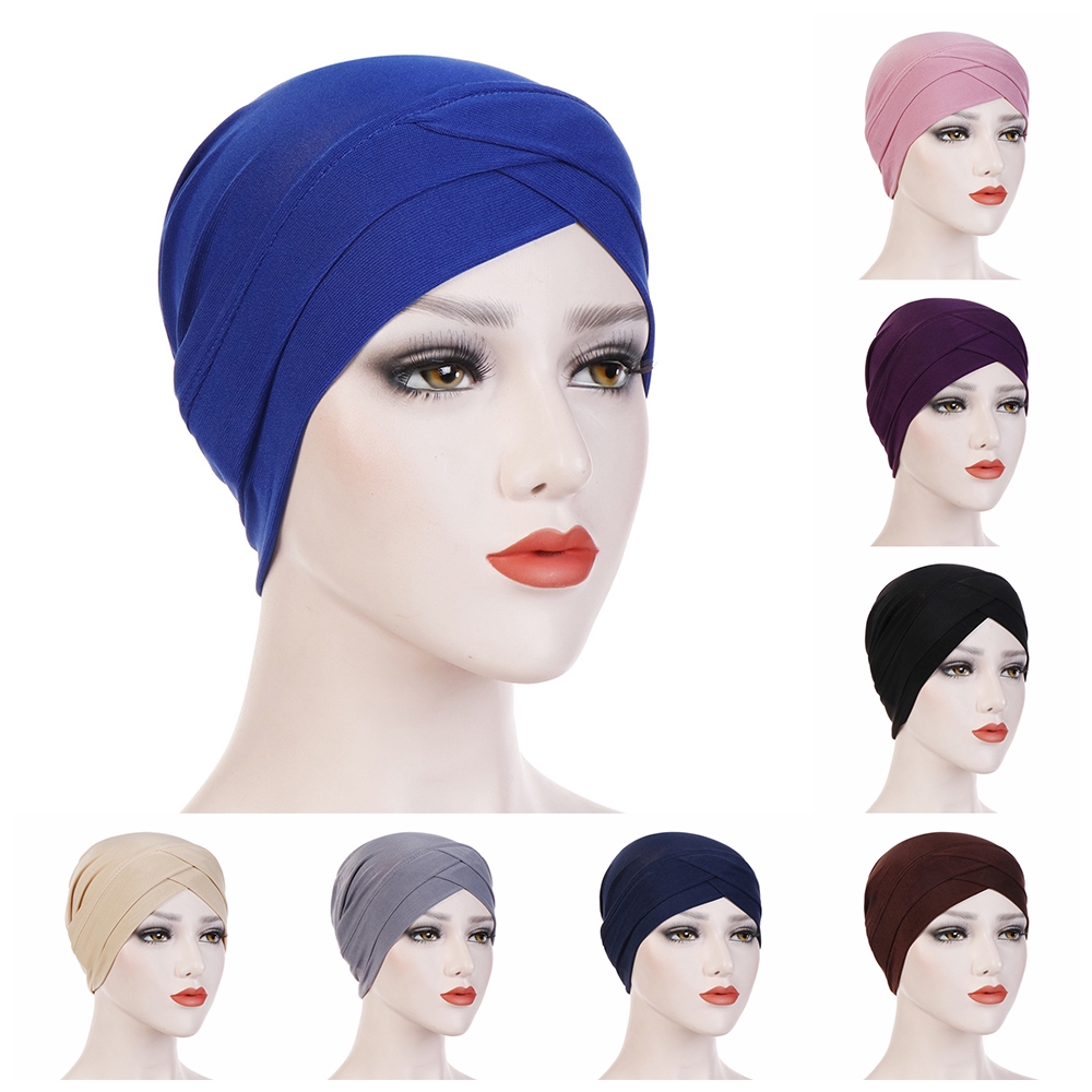 Khăn cotton trùm đầu thắt nút co giãn phong cách turban cho nữ