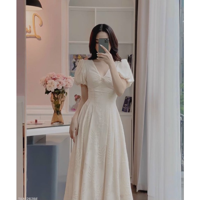 [HÀNG THIẾT KẾ CAO CẤP] Đầm dự tiệc dạo phố nữ tay phồng chíp ben Laura Dress