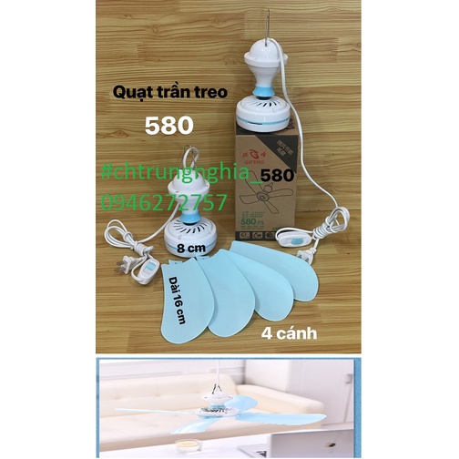 Quạt trần mini 4 cánh cỡ vừa treo tiện dụng sải cánh 16cm , siêu bền, siêu tiết kiệm điện, tháo lắp dễ dàng