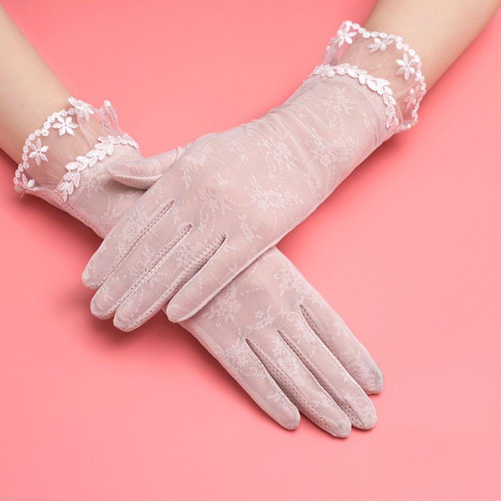 Găng Tay Lái Xe Phối Ren Thoáng Khí Thời Trang Xuân Hè Cho Nữ