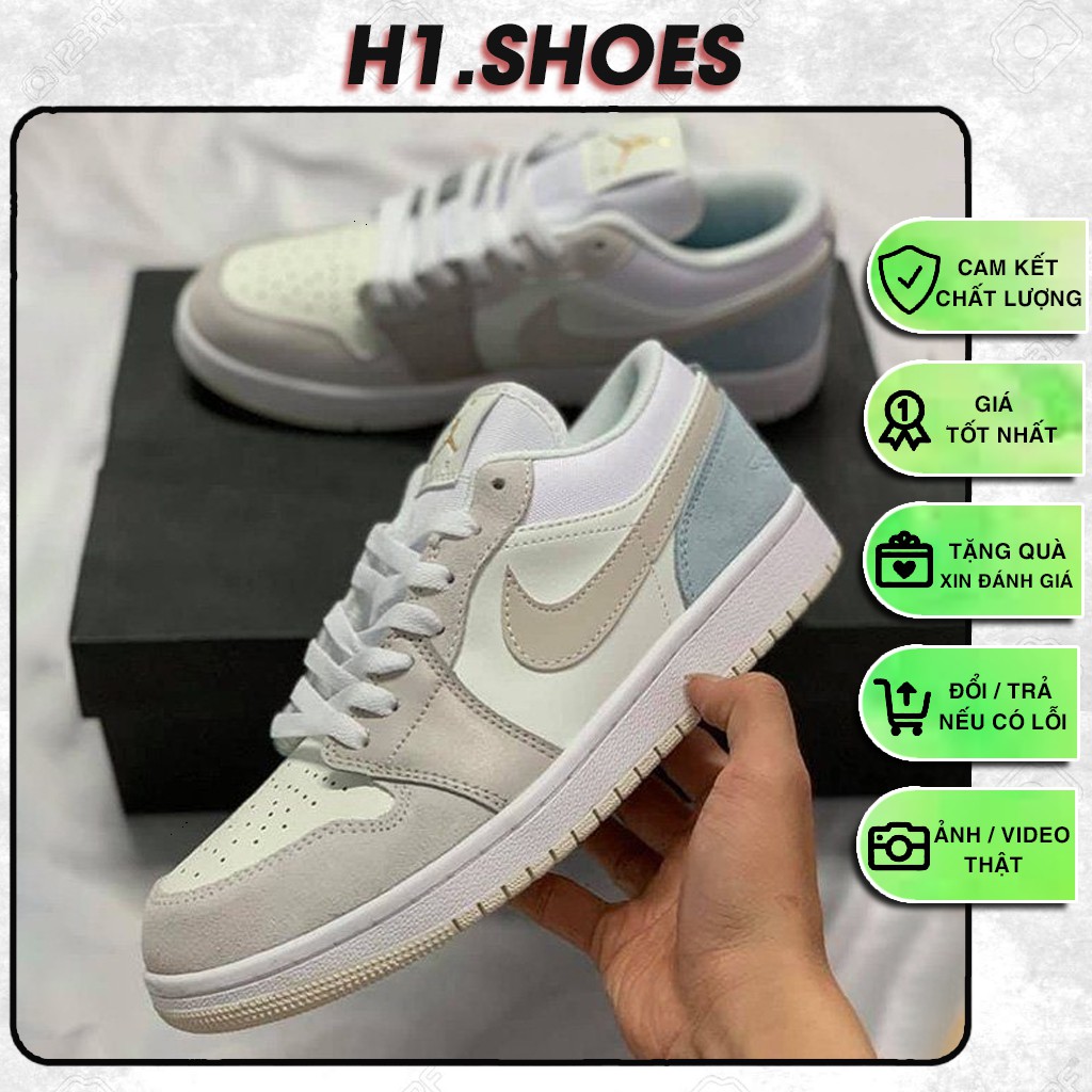 Giày Air Jordan 1 low paris màu xám xanh nam nữ, Giày sneaker JD 1 paris cổ thấp bản đẹp
