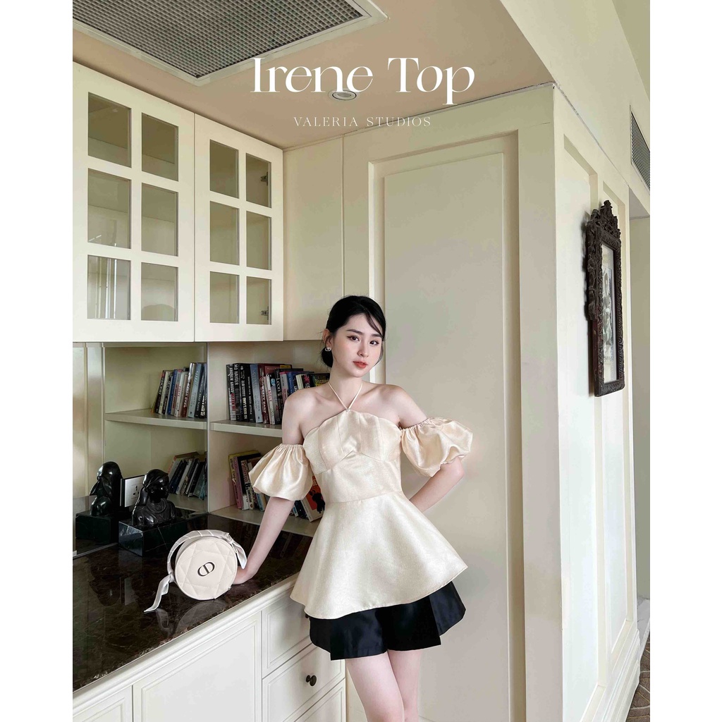 Áo yếm hoa tay bồng ánh nhũ tiểu thư Irene Top