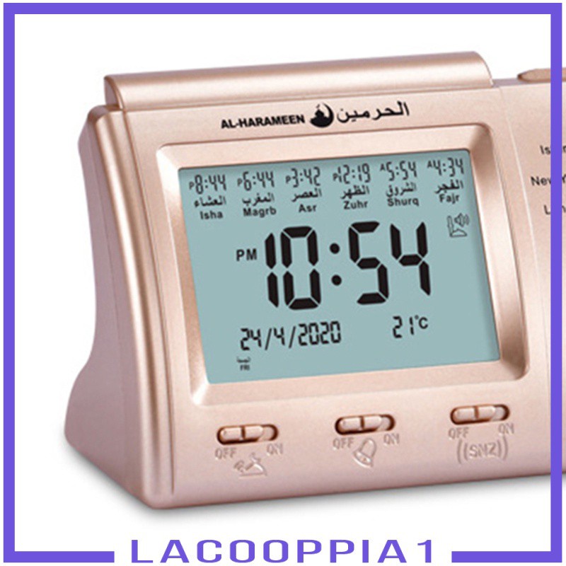 [LACOOPPIA1] Azan Clock LCD Sound Alarm Clock Ramadan Mosque Office Home Decor Gold Gift