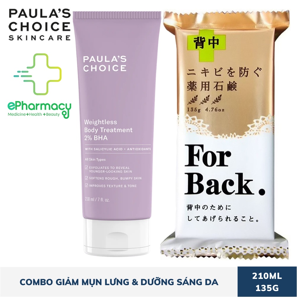 COMBO Dưỡng thể Paula's Choice BHA 2% [210mL] + Xà Phòng Pelican For Back [135G] giảm mụn lưng & sáng da | BigBuy360 - bigbuy360.vn