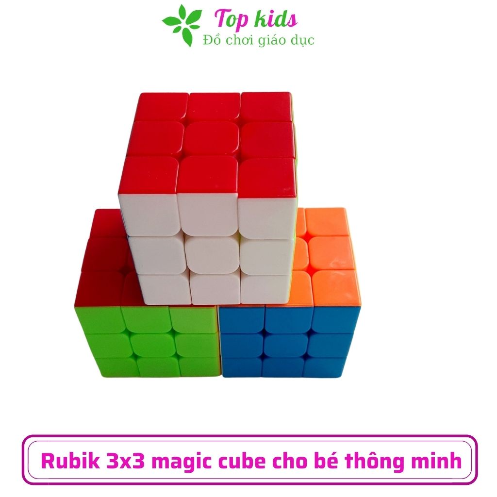 Rubic 3x3 Giá Rẻ Magic Cube Rubik 3 tầng Stickerless không viền chính hãng xếp hình rubik 3x3  - Topkids