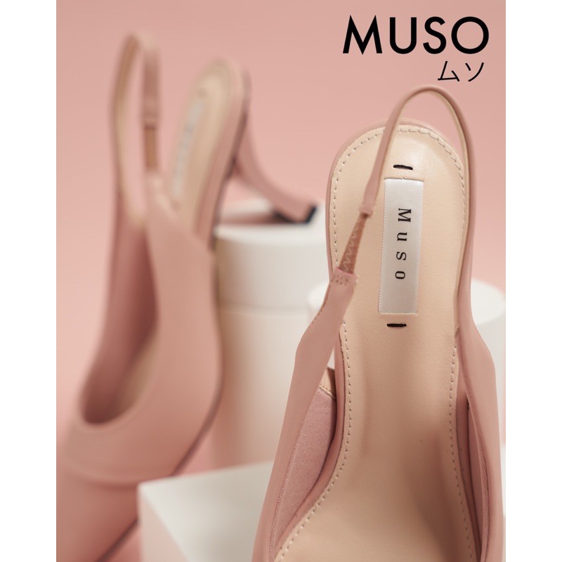 Giày Slingback Vá Mũi Gót Dẹp Cong 7Cm MUSO12