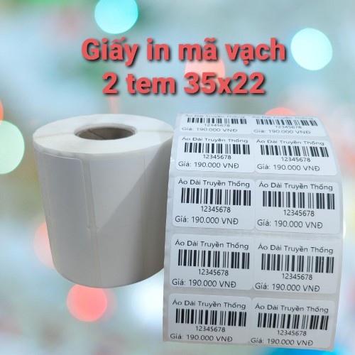 Giấy in mã vạch, in tem nhãn 35x22 2 hàng, 900 tem