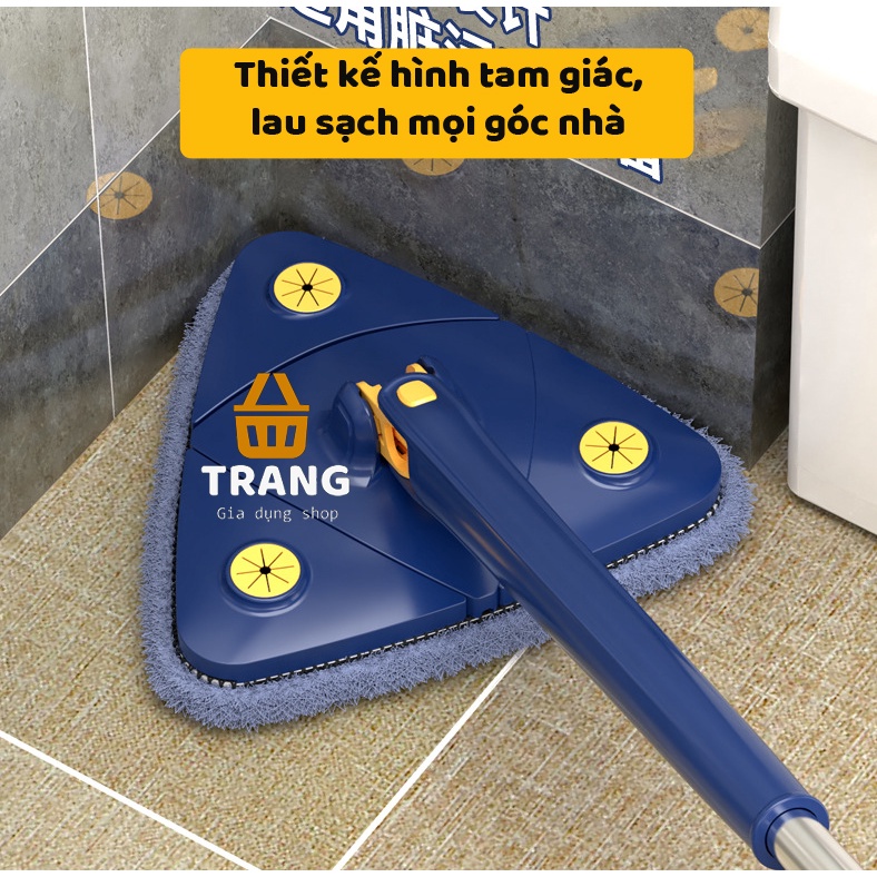 Chổi lau đa năng hình tam giác tự vắt,  cây lau nhà thông minh, chổi lau trần nhà đa năng tiện ích