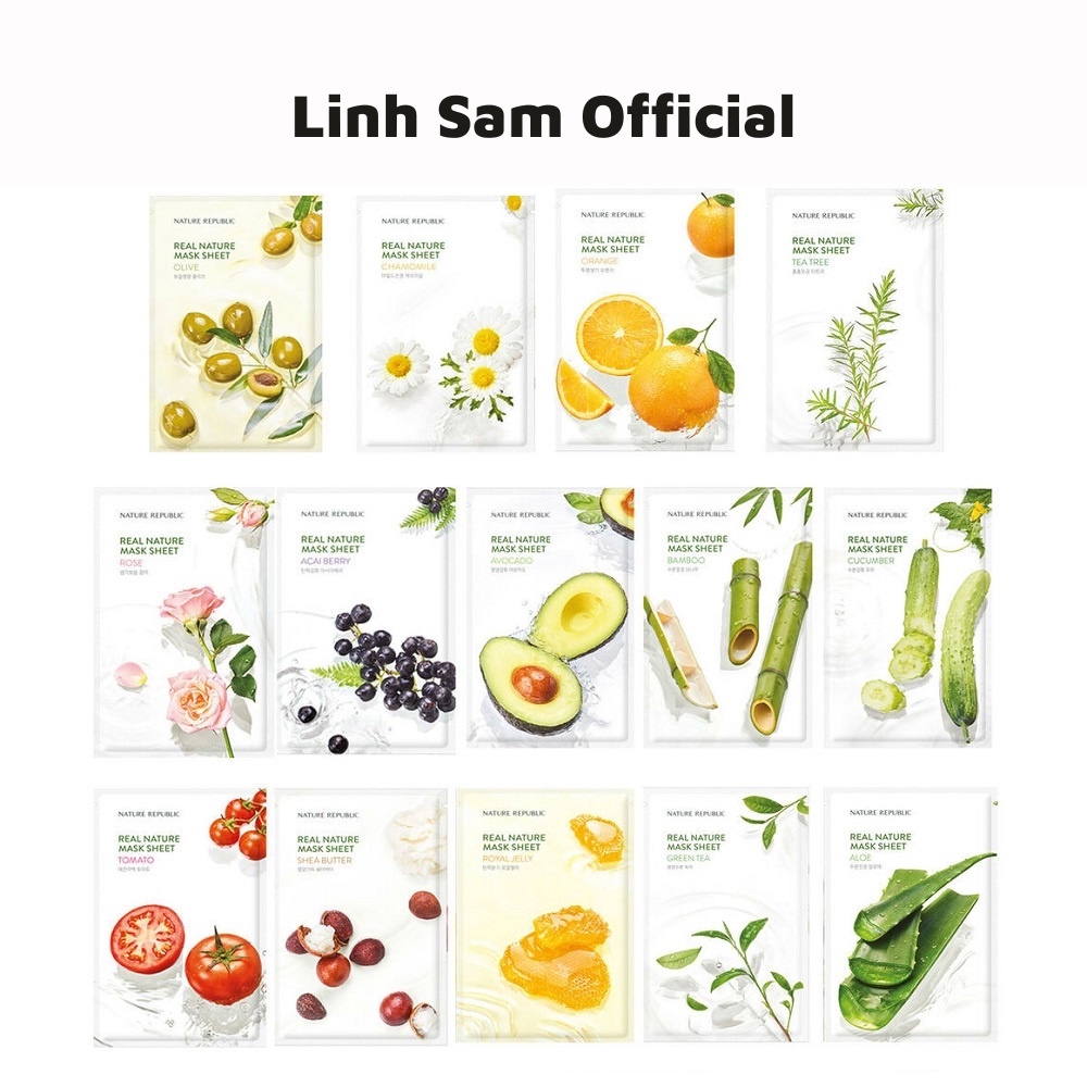 Mặt Nạ Giấy Cấp Ẩm, Dưỡng Trắng Da Nature Republic Real Nature Mask Sheet 23ml