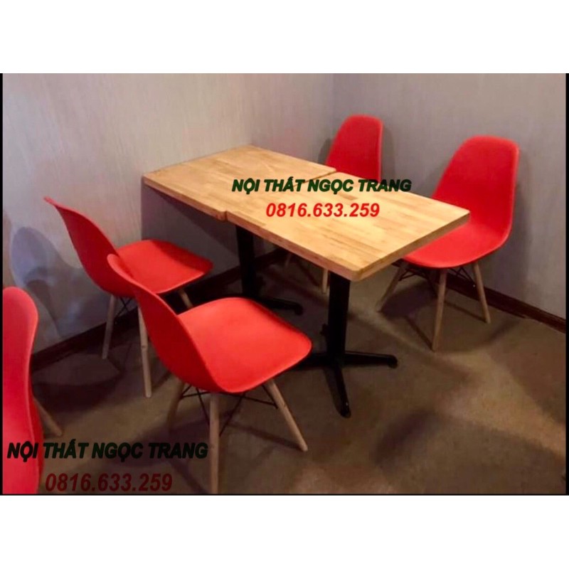 bàn ghế cafe nhựa chân gỗ giá rẻ